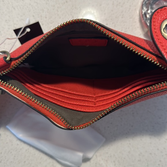 Red leather Joy Susan crossbody and wrist clutch straps - Picture 3 of 3